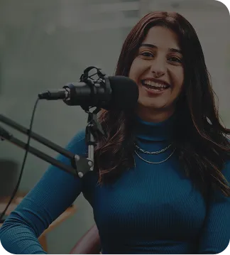 Creator hosting a podcast as part of a marketing campaign.