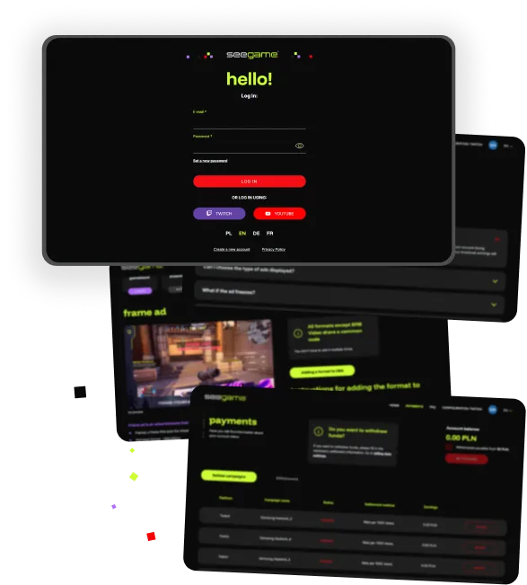 Creator dashboard showing available ad formats, campaign setup, and earnings.