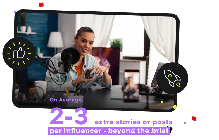 Influencer recording product content in a home studio setup.